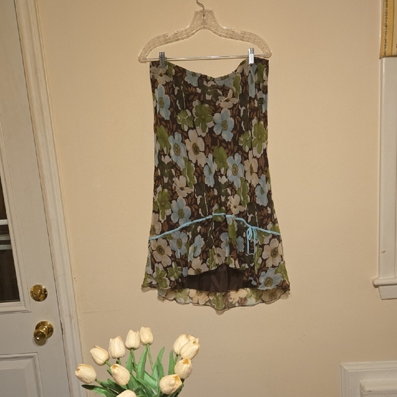 Allison Taylor Brown and Blue High-Low Midi Skirt Resort Wear XLg - Picture 1 of 6